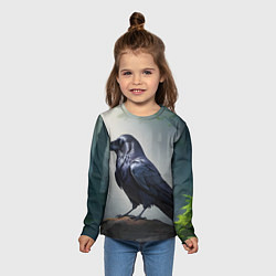Лонгслив детский Черный ворон в лесу, цвет: 3D-принт — фото 2