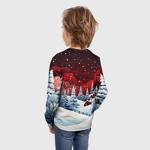 Детский лонгслив Новогодняя змейка и снегопад / 3D-принт – фото 4