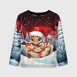 Детский лонгслив Новогодняя змейка и снегопад