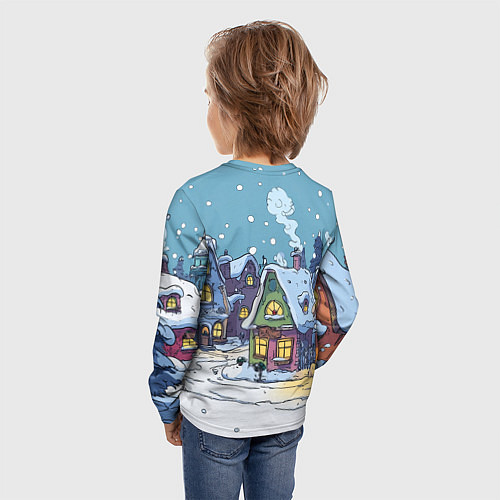 Детский лонгслив Зимние домики иллюстрация / 3D-принт – фото 4