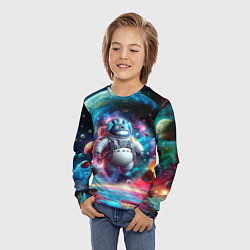 Лонгслив детский Astronaut Totoro in neon space - ai art fantasy, цвет: 3D-принт — фото 2