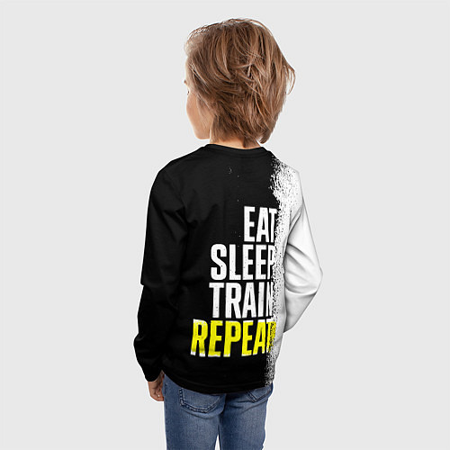 Детский лонгслив Eat sleep train repeat / 3D-принт – фото 4