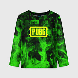 Детский лонгслив PUBG green fire game