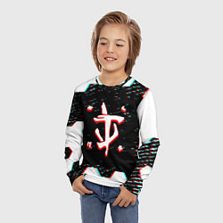 Лонгслив детский Doom hexagon glitch color, цвет: 3D-принт — фото 2