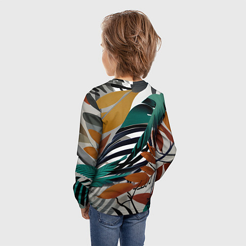 Детский лонгслив Полоски листья / 3D-принт – фото 4