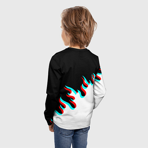 Детский лонгслив Нирвана глитч огонь / 3D-принт – фото 4