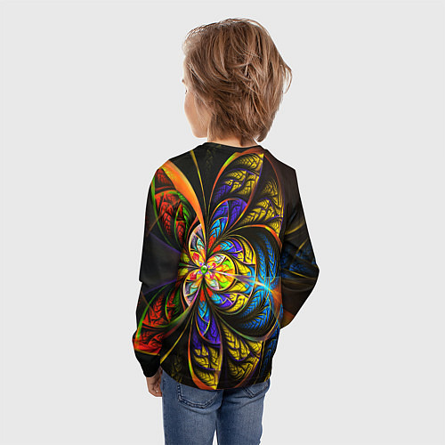 Детский лонгслив Фрактальный оптический узор в цвете / 3D-принт – фото 4