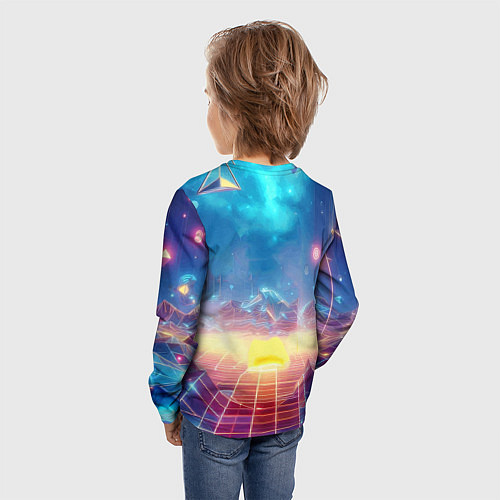 Детский лонгслив Funny Pikachu - vaporwave / 3D-принт – фото 4