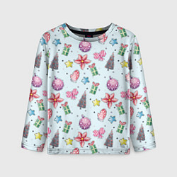 Лонгслив детский Новогодний фон, цвет: 3D-принт