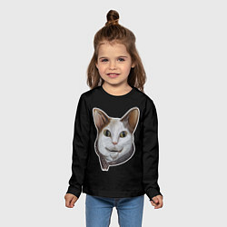 Лонгслив детский Кот - Бу испугался мем, цвет: 3D-принт — фото 2