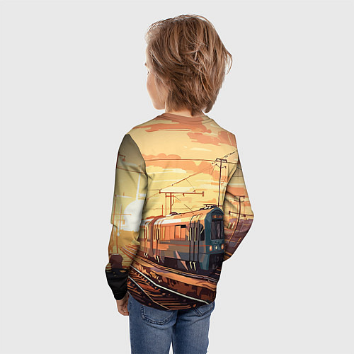 Детский лонгслив Осенний поезд / 3D-принт – фото 4
