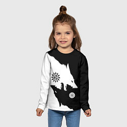 Лонгслив детский Волки Одина с воинской символикой, цвет: 3D-принт — фото 2