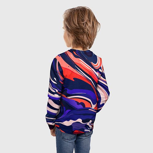 Детский лонгслив Абстракция разводов разноцветная / 3D-принт – фото 4