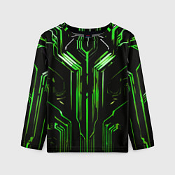 Детский лонгслив Green stripes on a black background
