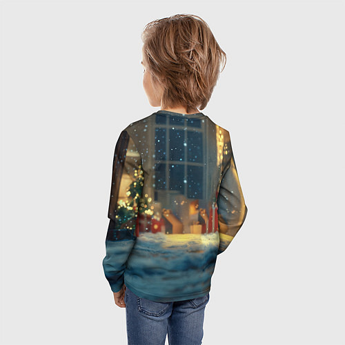 Детский лонгслив Счастливый новогодний Пикачу / 3D-принт – фото 4