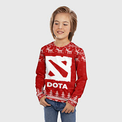Лонгслив детский Новогодний Dota с оленями, цвет: 3D-принт — фото 2