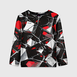 Лонгслив детский Красно-белый паттерн на чёрном фоне, цвет: 3D-принт