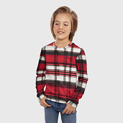 Лонгслив детский Красно-белая ткань в клетку, цвет: 3D-принт — фото 2