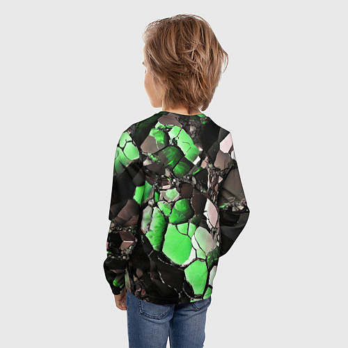Детский лонгслив Чёрно-зелёный камень / 3D-принт – фото 4