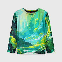 Лонгслив детский Зелёная кислотная абстракция, цвет: 3D-принт