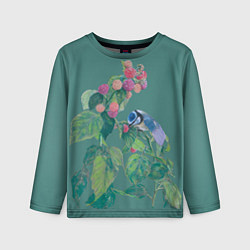 Лонгслив детский Малина и синичка, цвет: 3D-принт