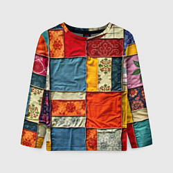 Лонгслив детский Пэчворк из ярких тканей, цвет: 3D-принт