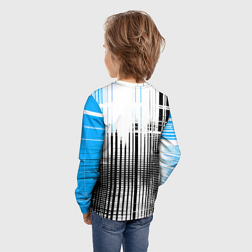 Детский лонгслив Сине-чёрный гранж на белом фоне / 3D-принт – фото 4