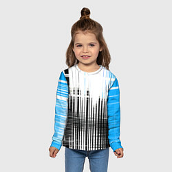 Лонгслив детский Сине-чёрный гранж на белом фоне, цвет: 3D-принт — фото 2