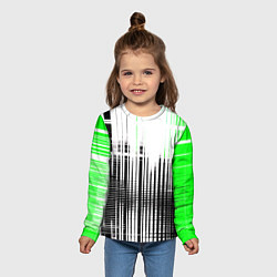Лонгслив детский Зелёно-чёрный гранж на белом фоне, цвет: 3D-принт — фото 2