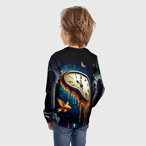 Детский лонгслив Течение времени - сюрреализм / 3D-принт – фото 4