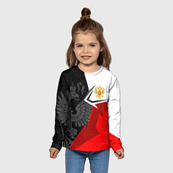 Лонгслив детский Герб России - красно-белый, цвет: 3D-принт — фото 2