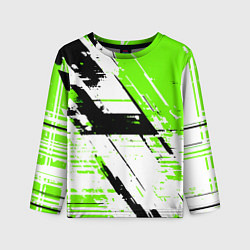 Лонгслив детский Diagonal black and green stripes on a white backgr, цвет: 3D-принт