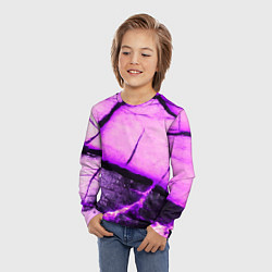 Лонгслив детский Трещины на абстрактном фиолетовом фоне, цвет: 3D-принт — фото 2
