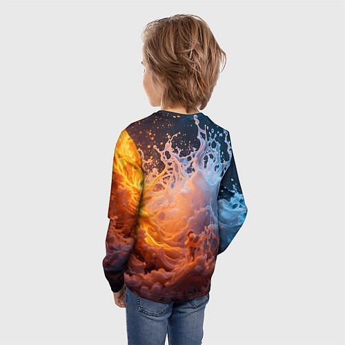 Детский лонгслив Брызги воды и огня / 3D-принт – фото 4