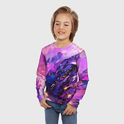 Лонгслив детский Фиолетово-розовая абстракция, цвет: 3D-принт — фото 2