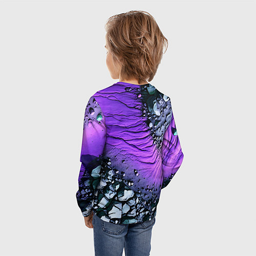 Детский лонгслив Камни и фиолетовая земля / 3D-принт – фото 4