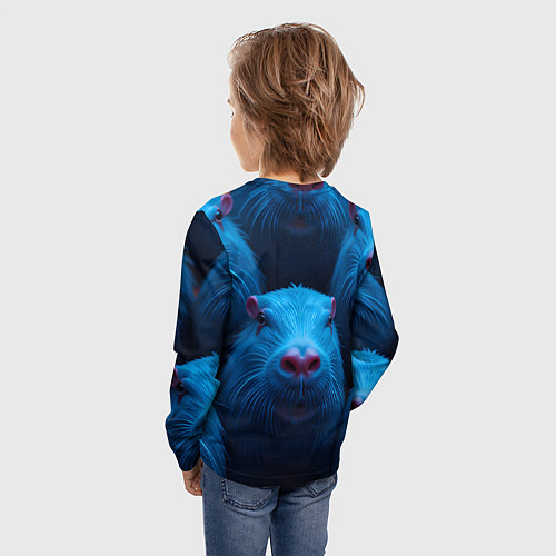 Детский лонгслив Синие капибары / 3D-принт – фото 4