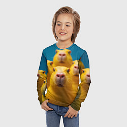 Лонгслив детский Желтые капибары, цвет: 3D-принт — фото 2