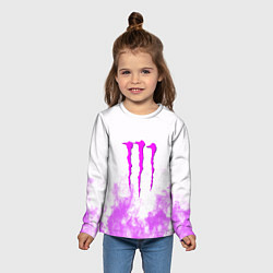 Лонгслив детский Monster energy neon flame, цвет: 3D-принт — фото 2