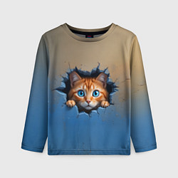 Лонгслив детский Выглядывающий котенок, цвет: 3D-принт