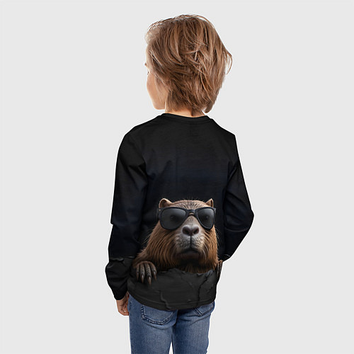 Детский лонгслив Фанат капибары / 3D-принт – фото 4