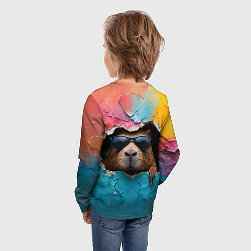 Детский лонгслив Капибара в стене / 3D-принт – фото 4