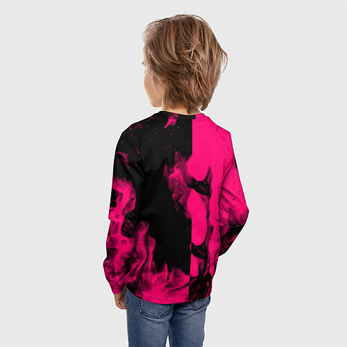 Детский лонгслив Monster energy fire pink / 3D-принт – фото 4
