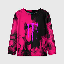 Лонгслив детский Monster energy fire pink, цвет: 3D-принт