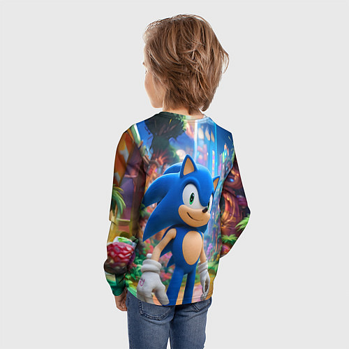 Детский лонгслив Sonic красочный мир / 3D-принт – фото 4