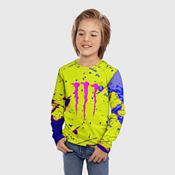 Лонгслив детский Monster energy краски, цвет: 3D-принт — фото 2