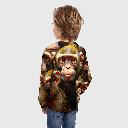 Детский лонгслив Макаки / 3D-принт – фото 4