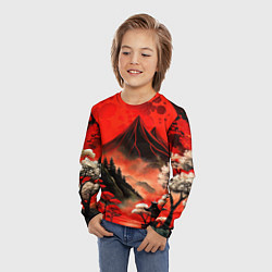 Лонгслив детский Япония природа в красном цвете, цвет: 3D-принт — фото 2