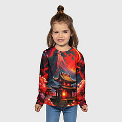 Лонгслив детский Japan red nature, цвет: 3D-принт — фото 2