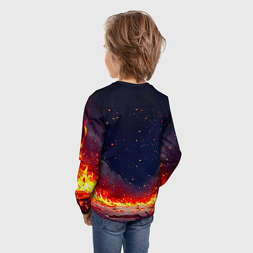 Детский лонгслив Фламинго в огне / 3D-принт – фото 4